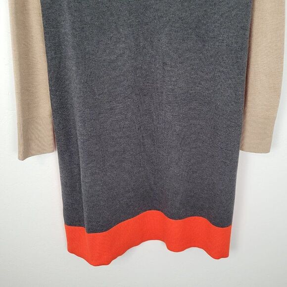 Eliza J Sweater Dress Long Sleeve Colorblock Knit Gray Orange Tan Size 3X - Picture 6 of 11